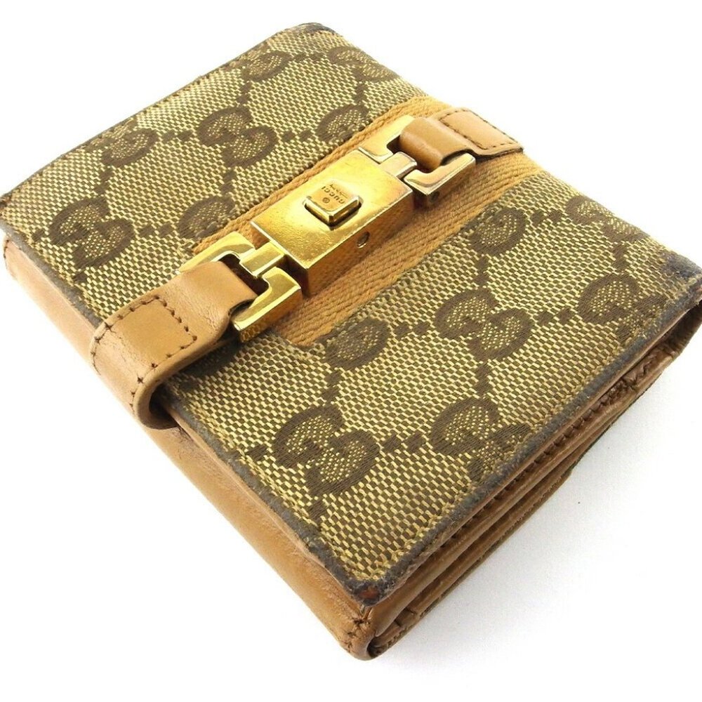 GUCCI Bifold Wallet Beige Brown Red Women Authentic secondhand - Picture 8 of 11